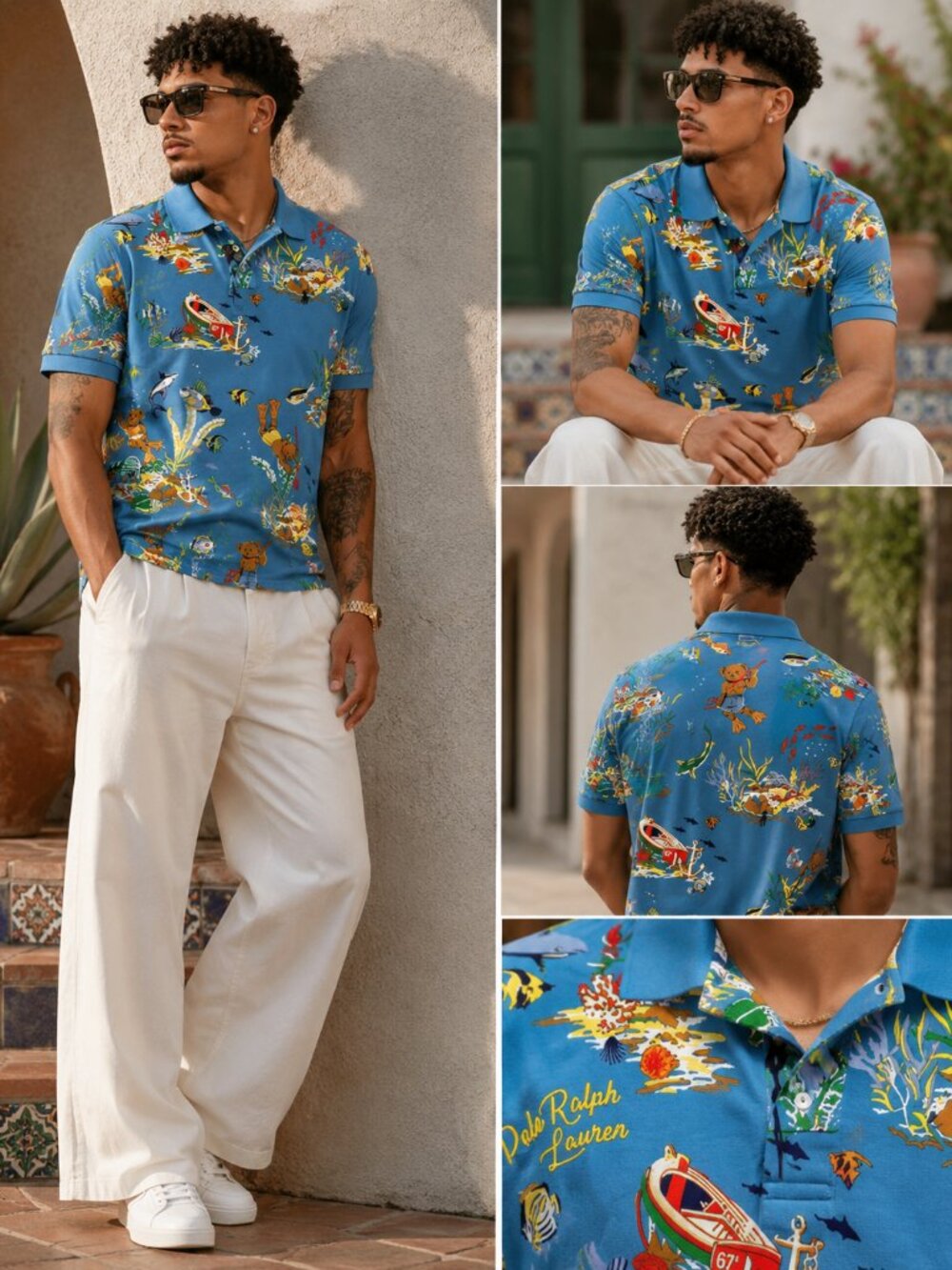 New Men's Polo by Ralph Lauren Classics Finish Blue - L